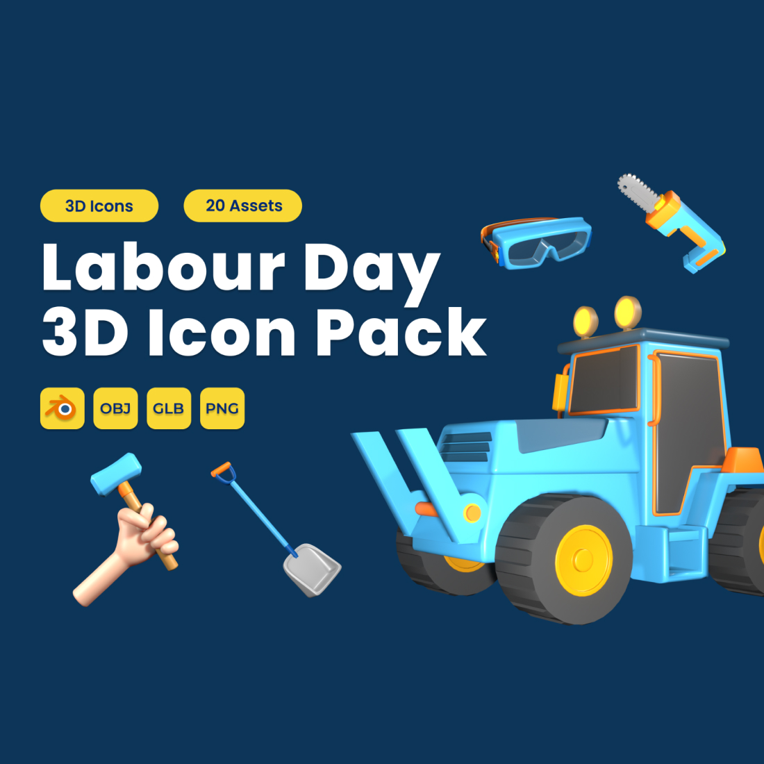 Labour Day 3D Icon Pack Vol 10 preview image.