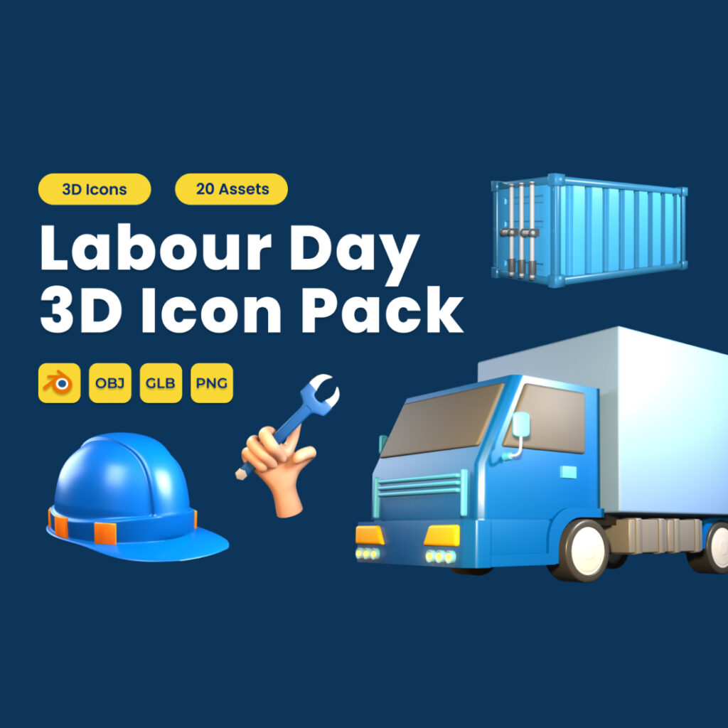 Labour Day 3D Icon Pack Vol 9 - MasterBundles