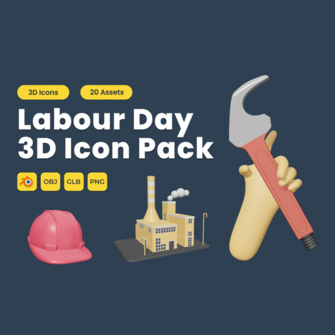 Labour Day 3D Icon Pack Vol 7 cover image.