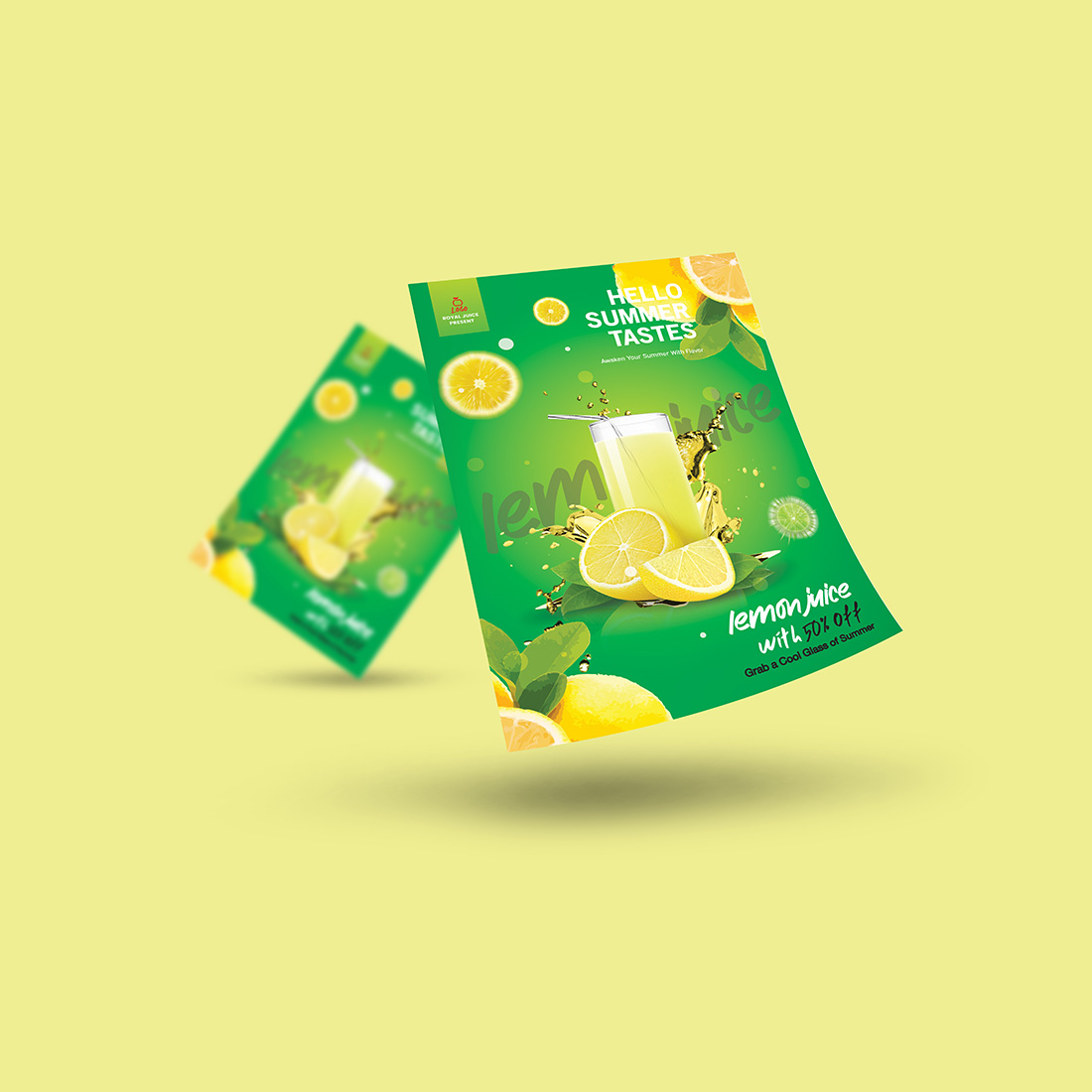 Lemon & Kiwi Juice Flyer Design preview image.