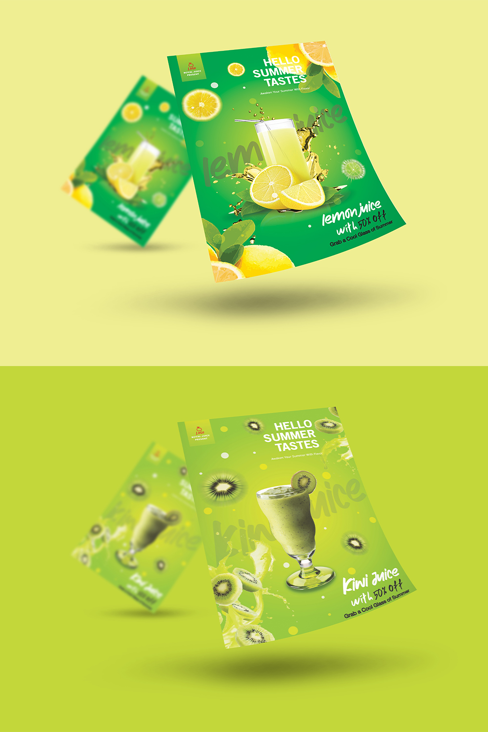 Lemon & Kiwi Juice Flyer Design pinterest preview image.