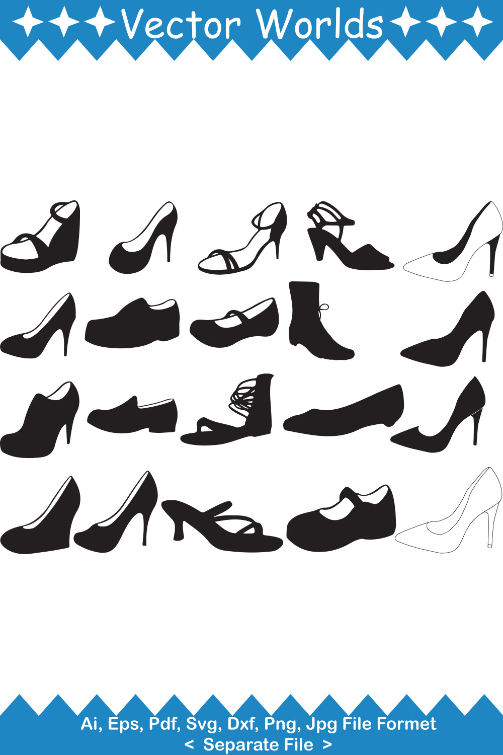 Woman Shoes SVG Vector Design pinterest preview image.