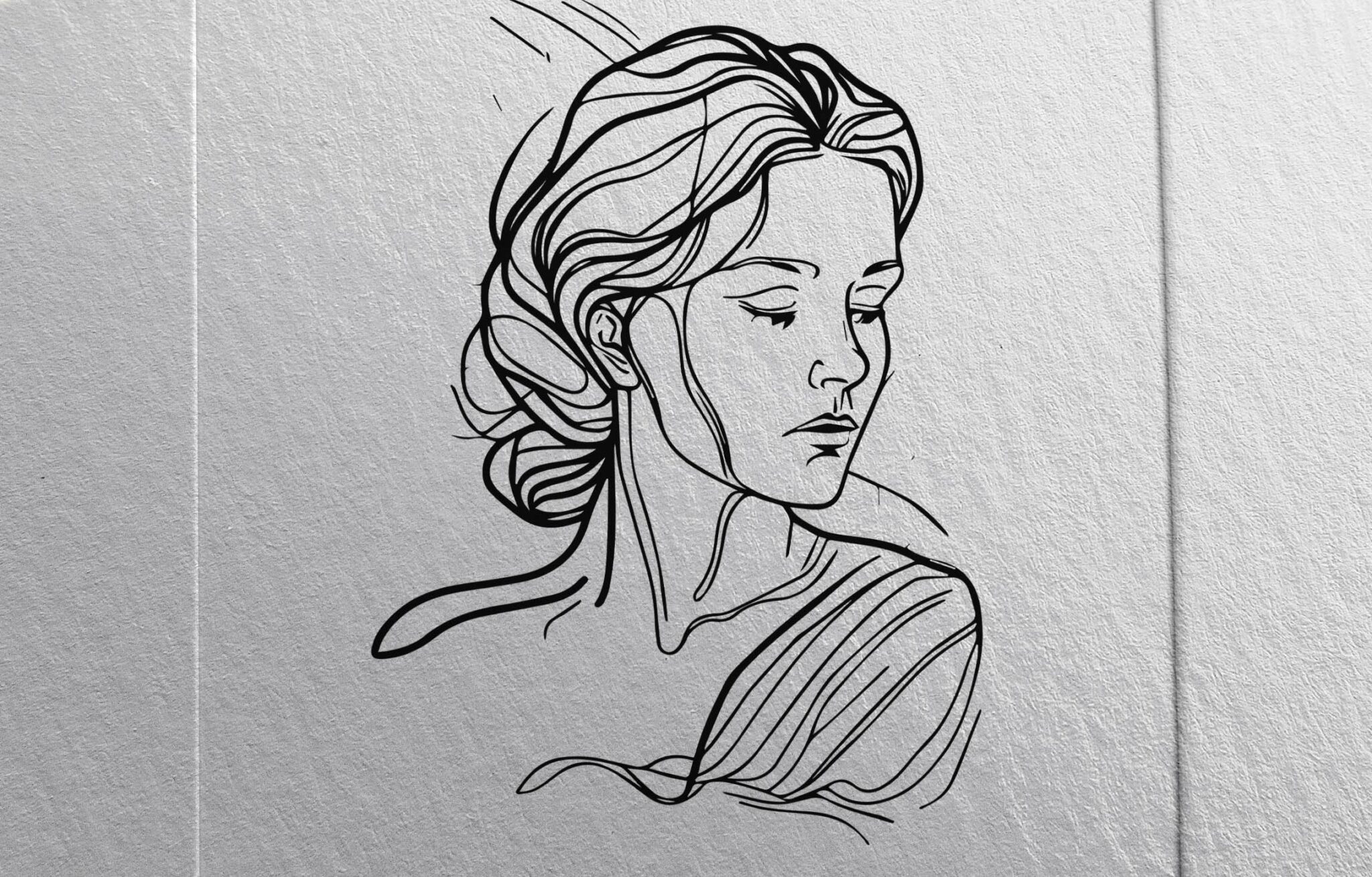 Beautiful Girl Illustration – Line Artwork - MasterBundles