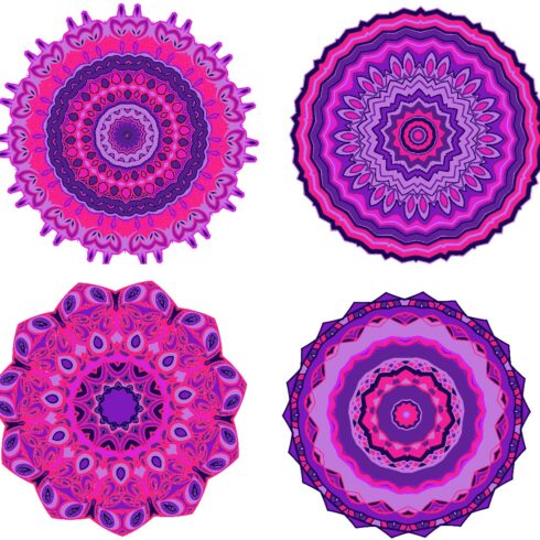12 Mandala Stickers Magenta DXF SVG PNG cover image.