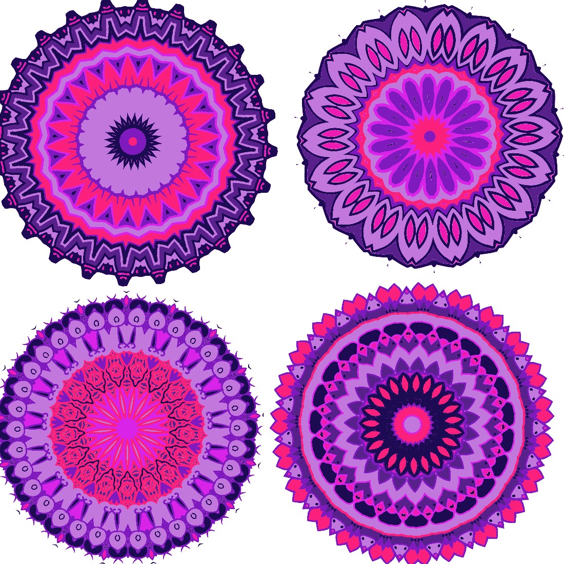 12 Mandala Stickers Magenta DXF SVG PNG preview image.