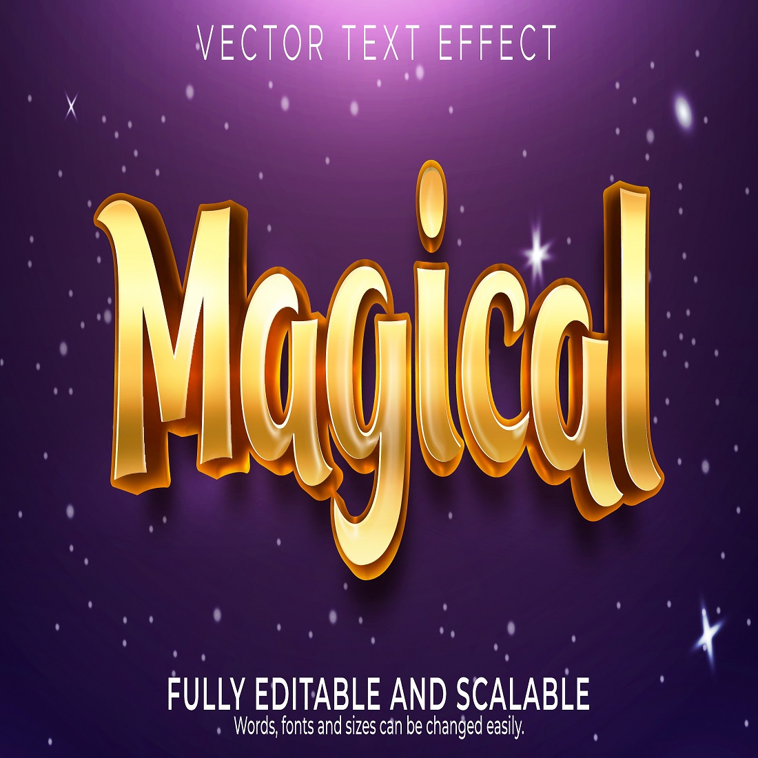 Magical golden text effect editable fairy tale text style preview image.