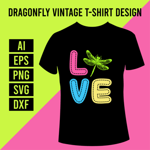 Dragonfly Vintage T-Shirt Design cover image.