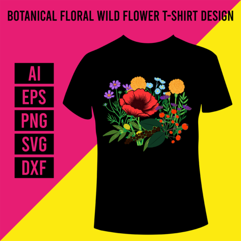 Botanical Floral Wild Flower T-Shirt Design cover image.