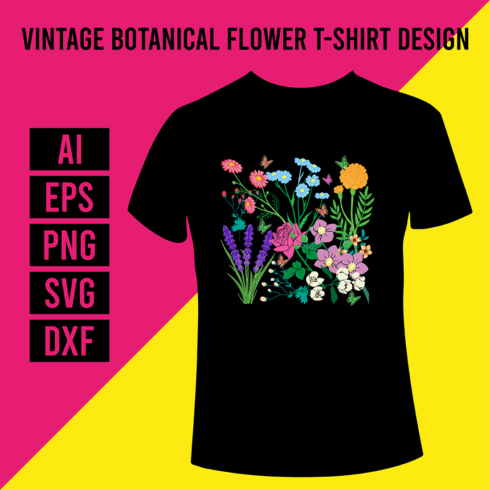 Vintage Botanical Flower T-Shirt Design cover image.