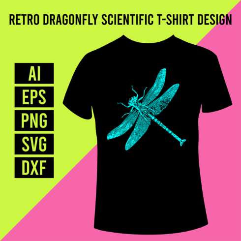 Retro Dragonfly Scientific T-Shirt Design cover image.