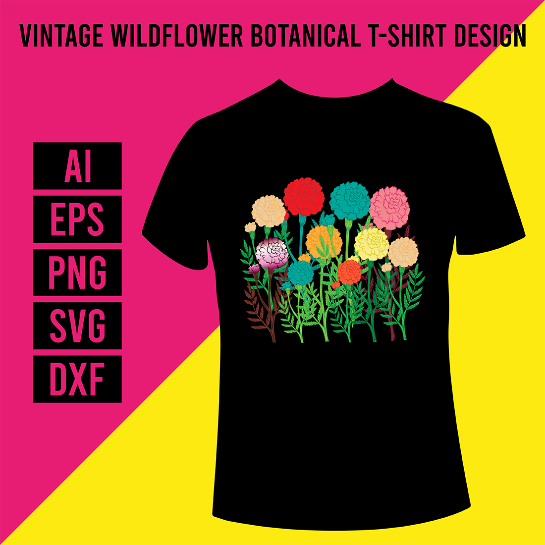 Vintage Wildflower Botanical T-Shirt Design cover image.