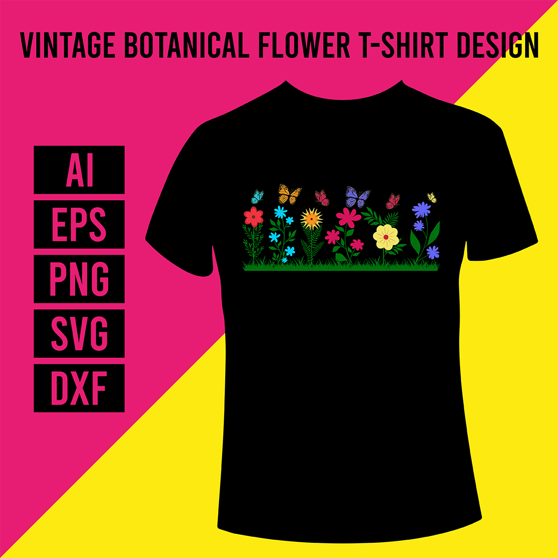 Vintage Botanical Flower T-Shirt Design cover image.