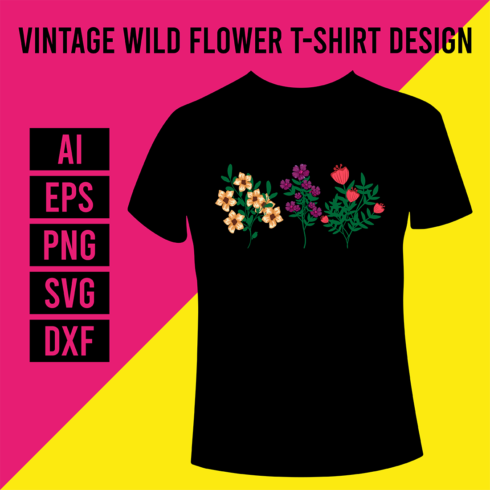 Vintage Wild Flower T-Shirt Design cover image.