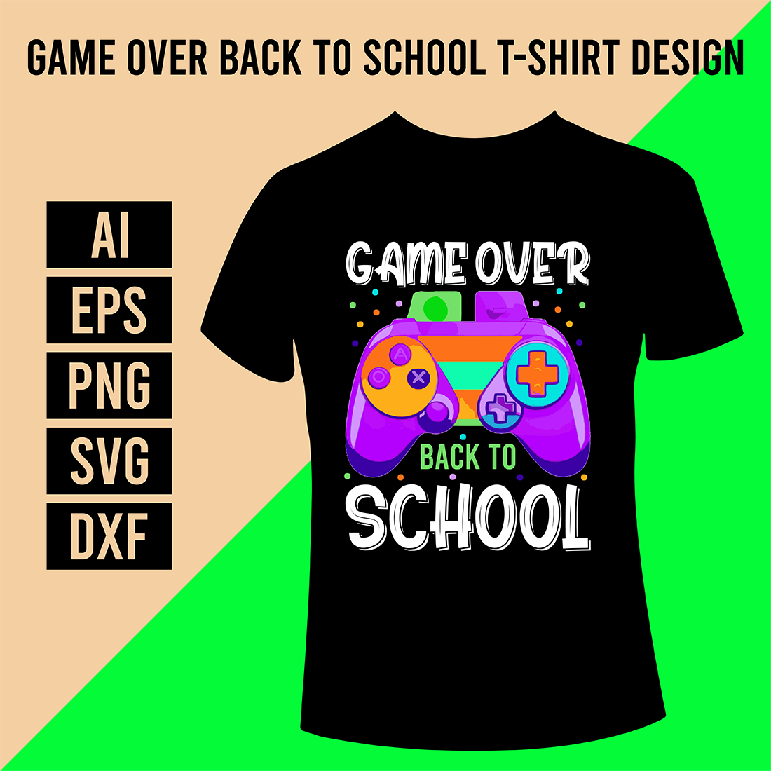 Game Over Back To School T-Shirt Design cover image.