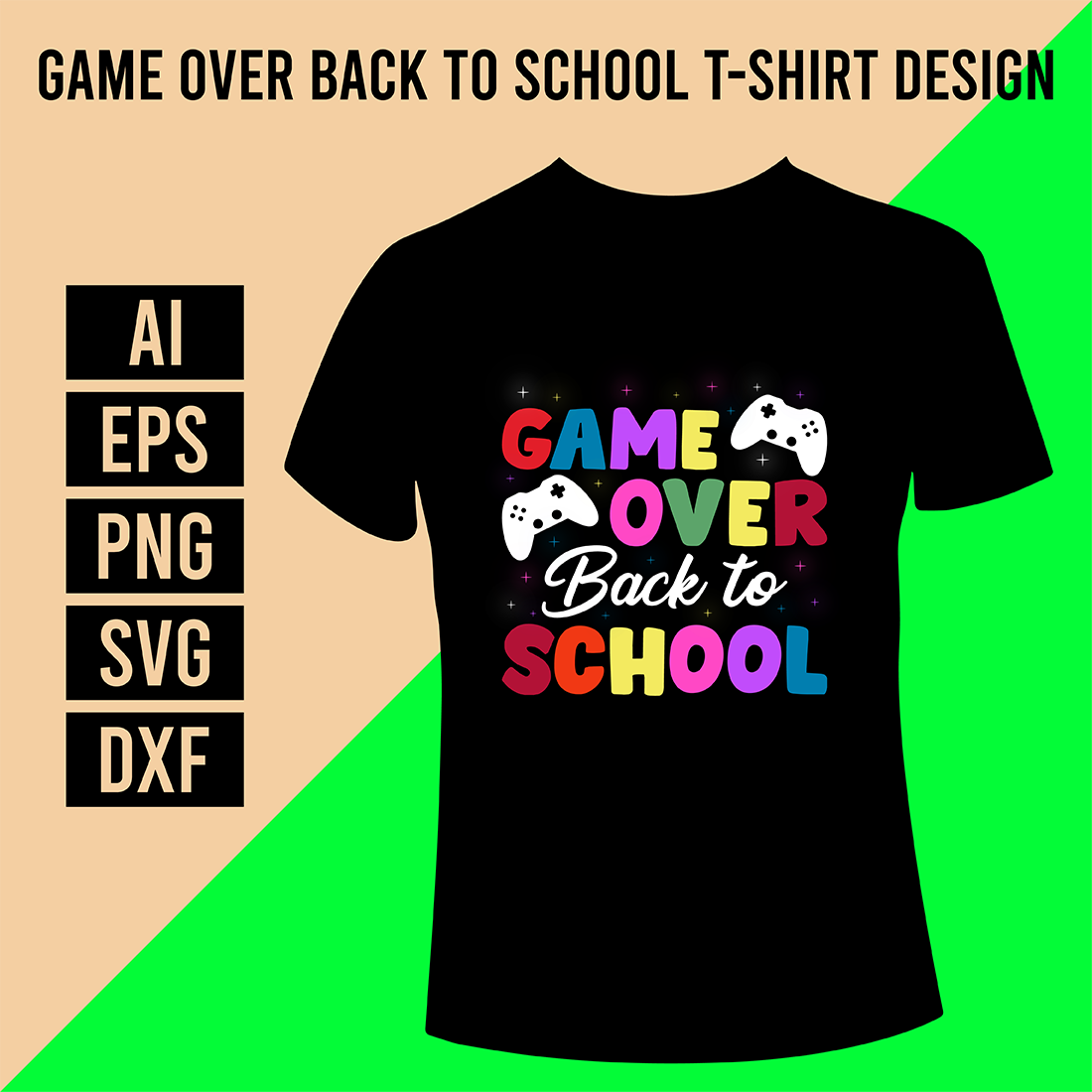 Game Over Back to School T-Shirt Design cover image.