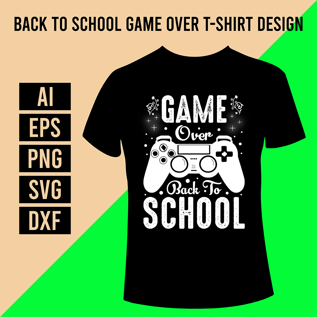 Back to School Game Over T-Shirt Design cover image.