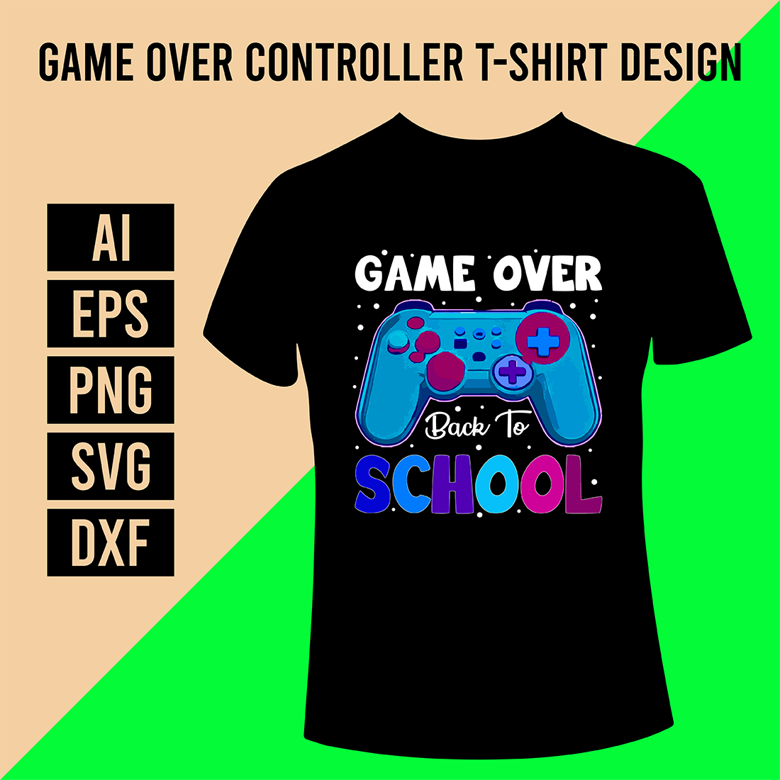 Game Over Controller T-Shirt Design cover image.