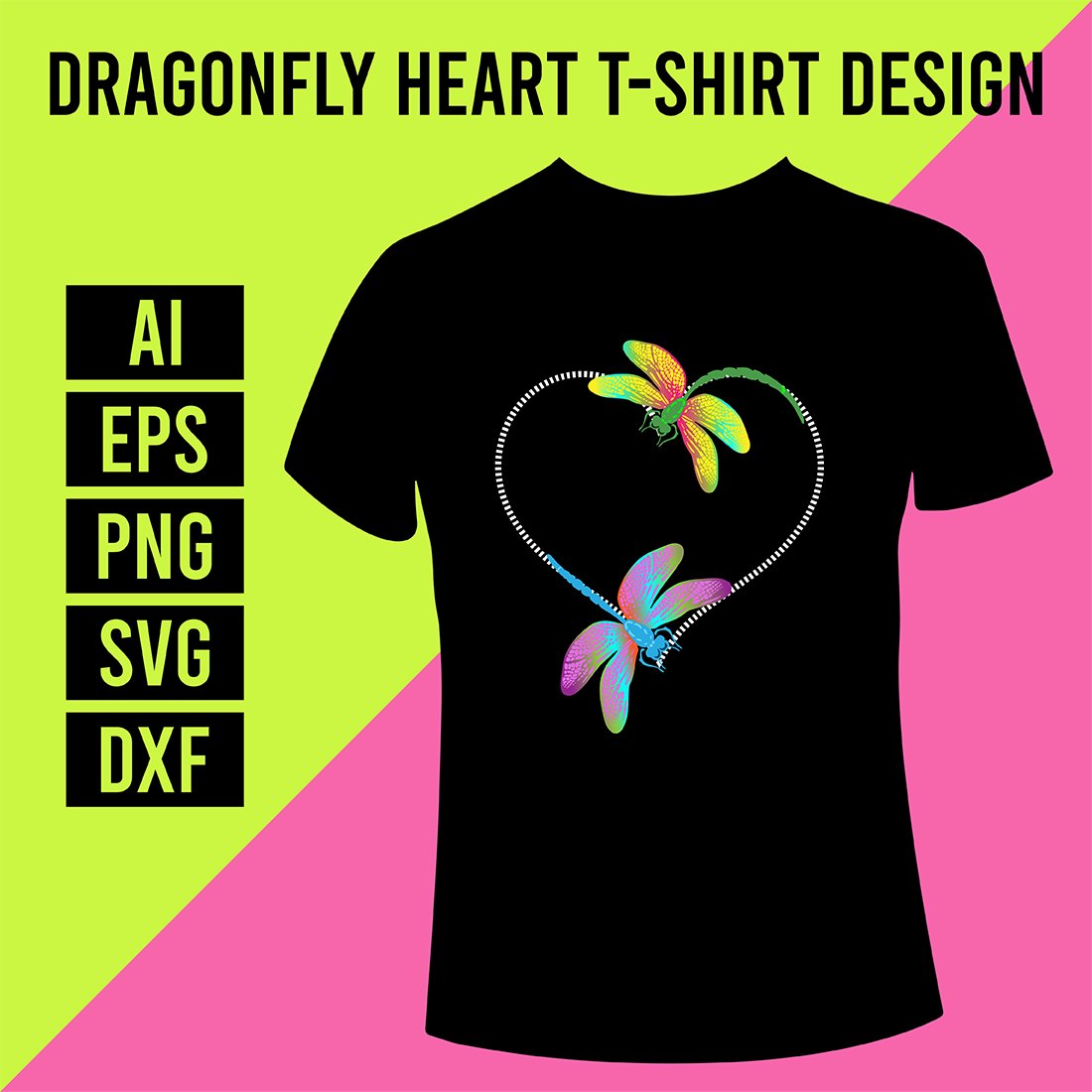 Dragonfly Heart T-Shirt Design cover image.