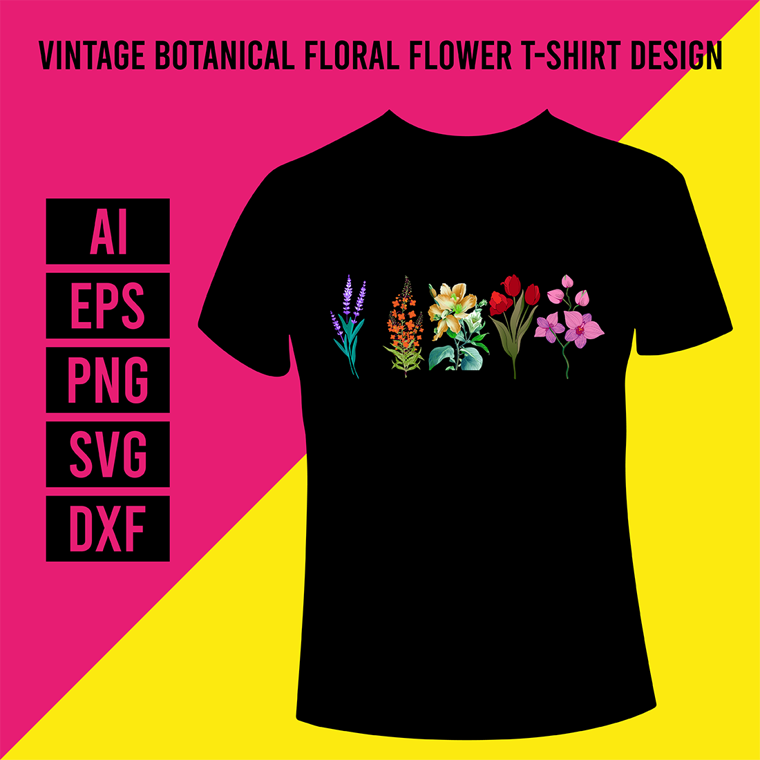 Vintage Botanical Floral Flower T-Shirt Design cover image.