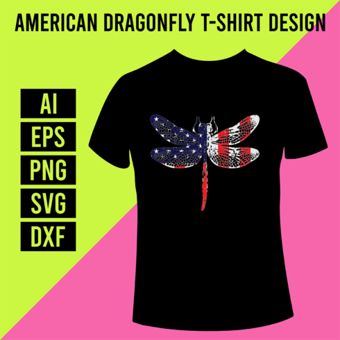 American Dragonfly T-Shirt Design cover image.