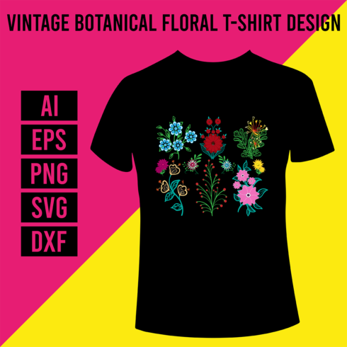 Vintage Botanical Floral T-Shirt Design cover image.