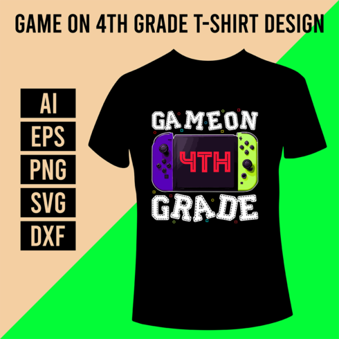 Game On 4th Grade T-Shirt Design cover image.