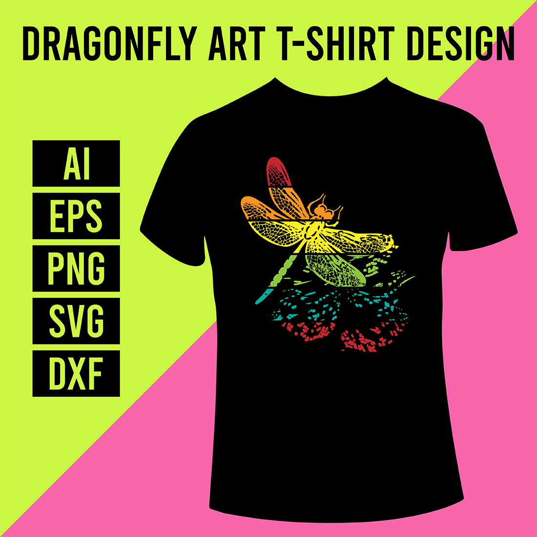 Dragonfly Art T-Shirt Design cover image.