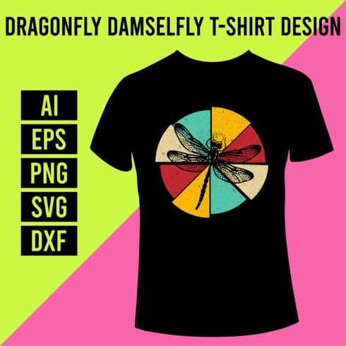 Dragonfly Damselfly T-Shirt Design cover image.