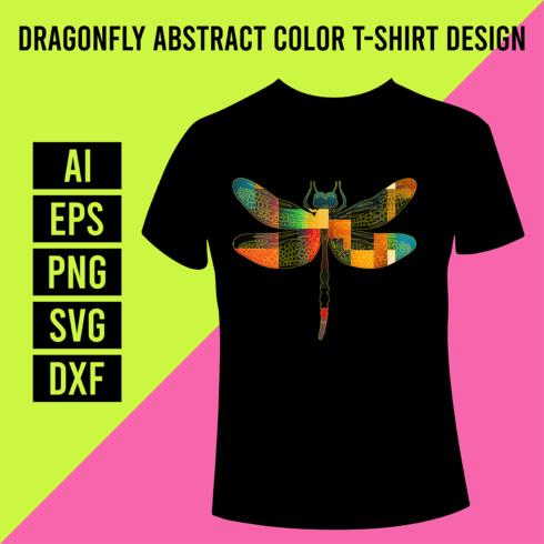 Dragonfly Abstract Color T-Shirt Design cover image.