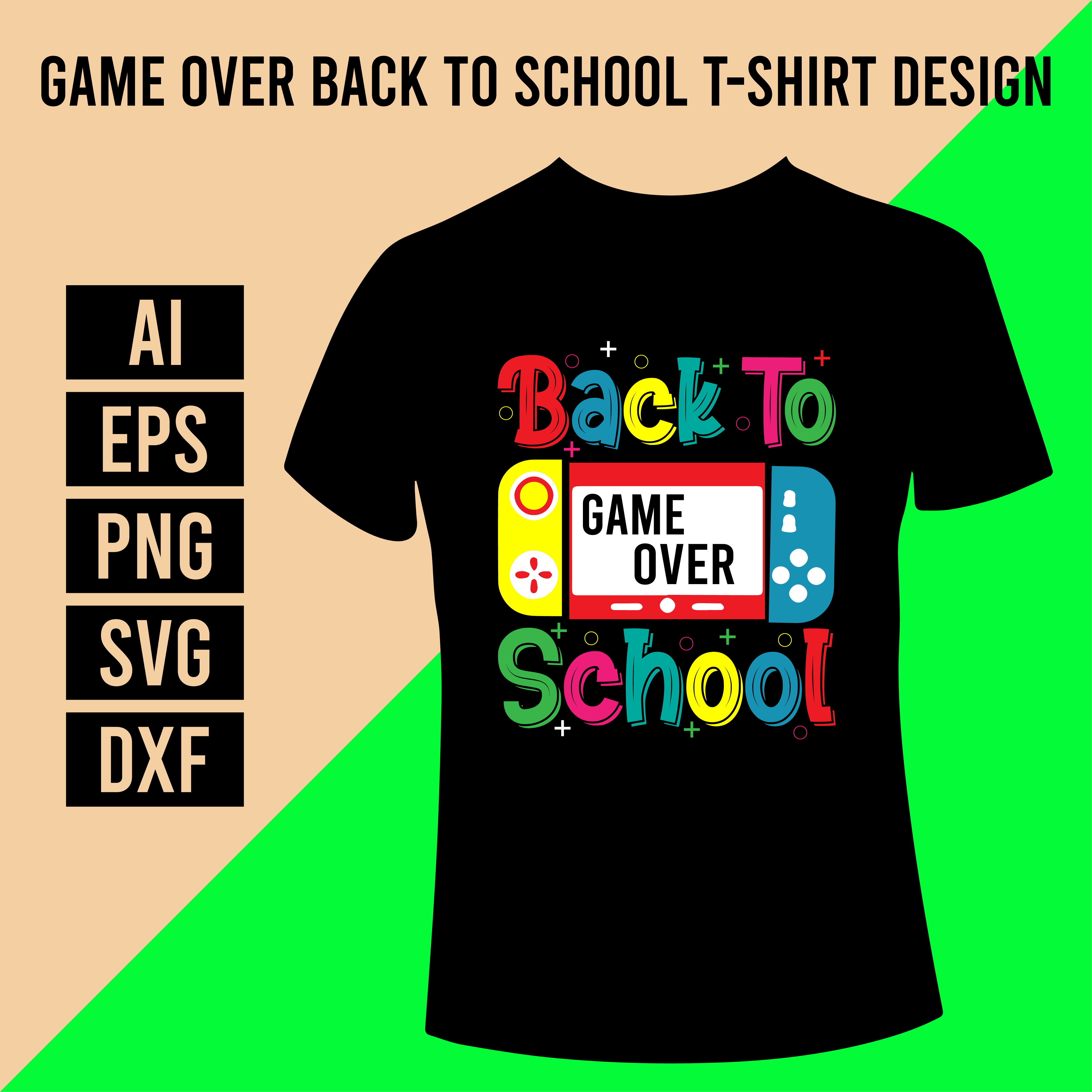 Game Over Back to School T-Shirt Design cover image.