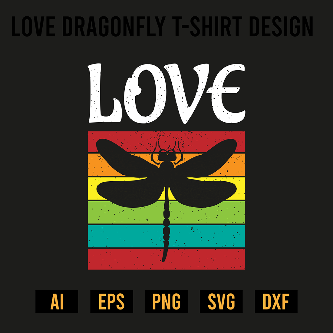 Love Dragonfly T-Shirt Design preview image.