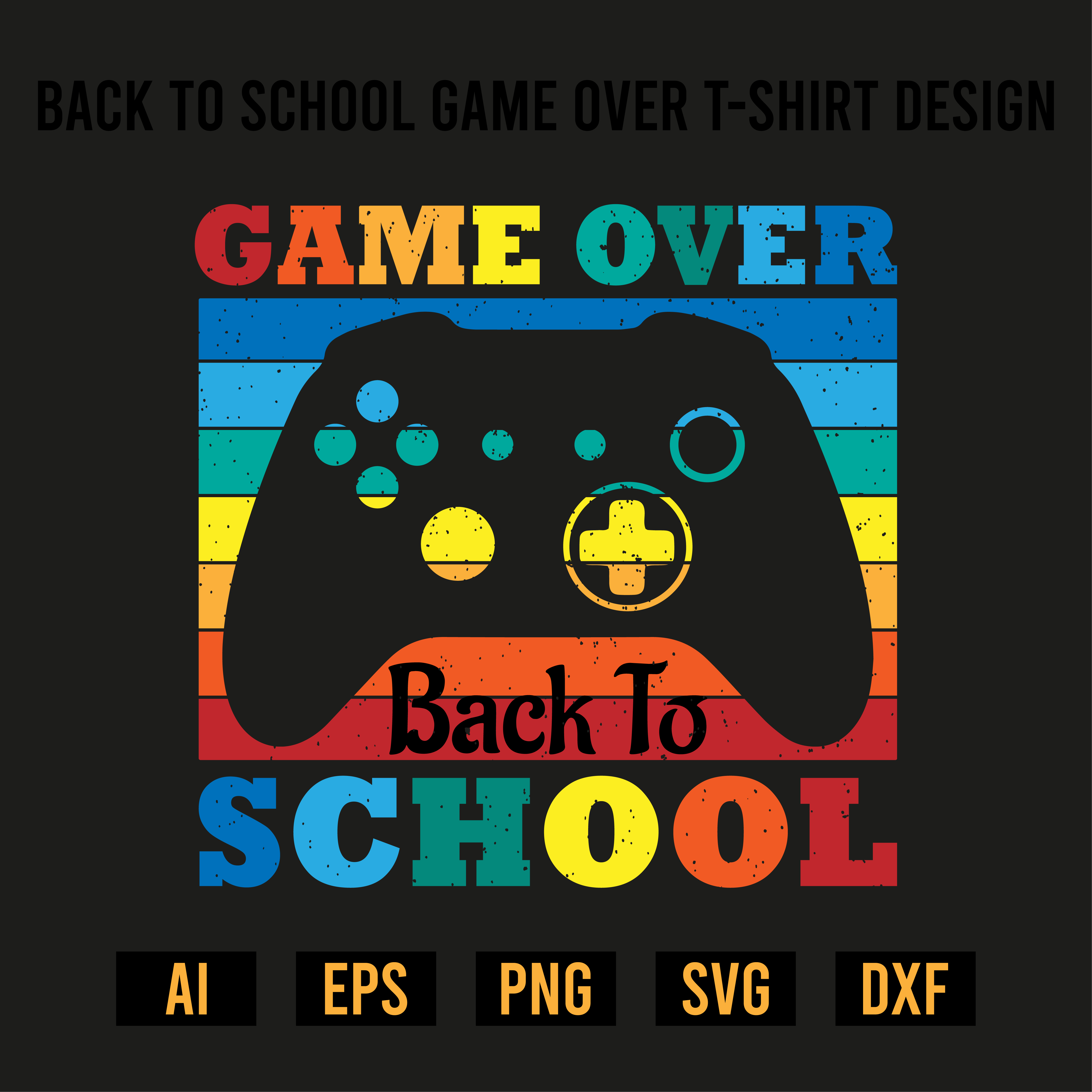 Back to School Game Over T-Shirt Design preview image.