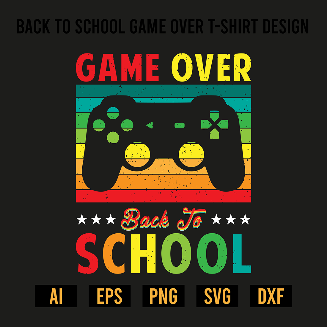 Back To School Game Over T-Shirt Design preview image.