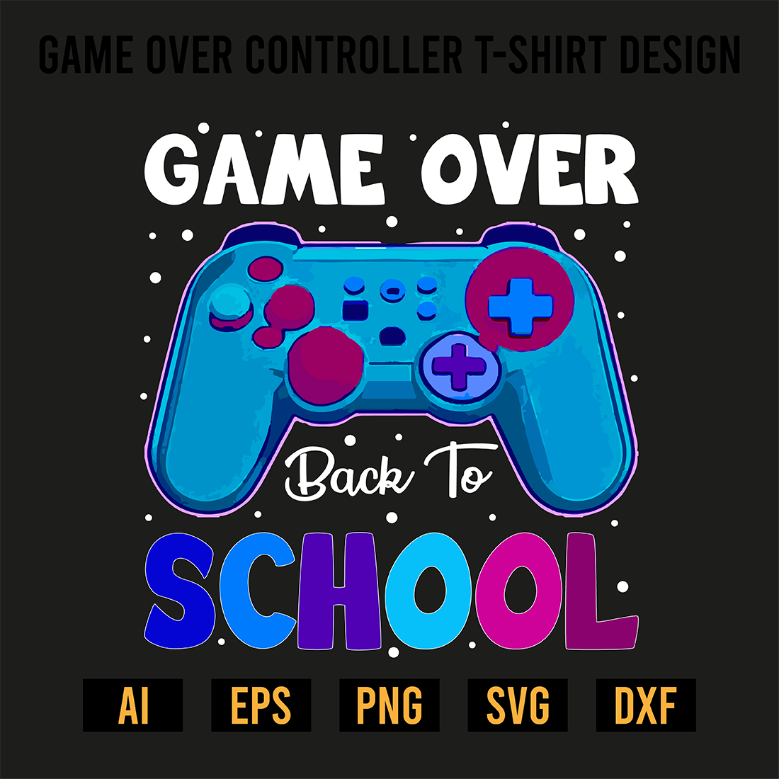 Game Over Controller T-Shirt Design preview image.