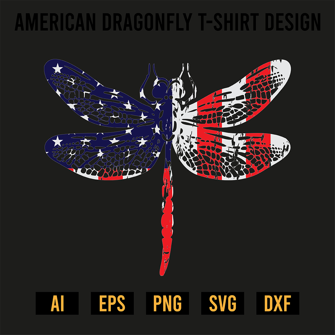 American Dragonfly T-Shirt Design preview image.