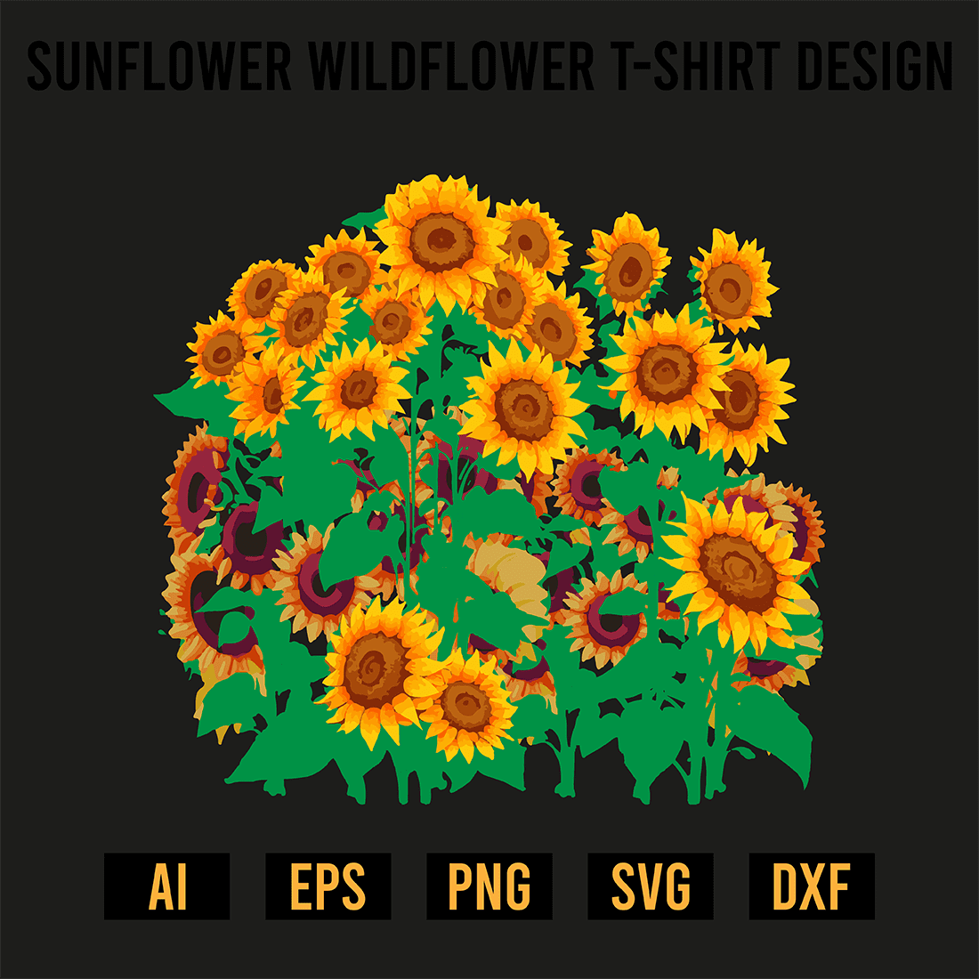 Sunflower Wildflower T-Shirt Design preview image.