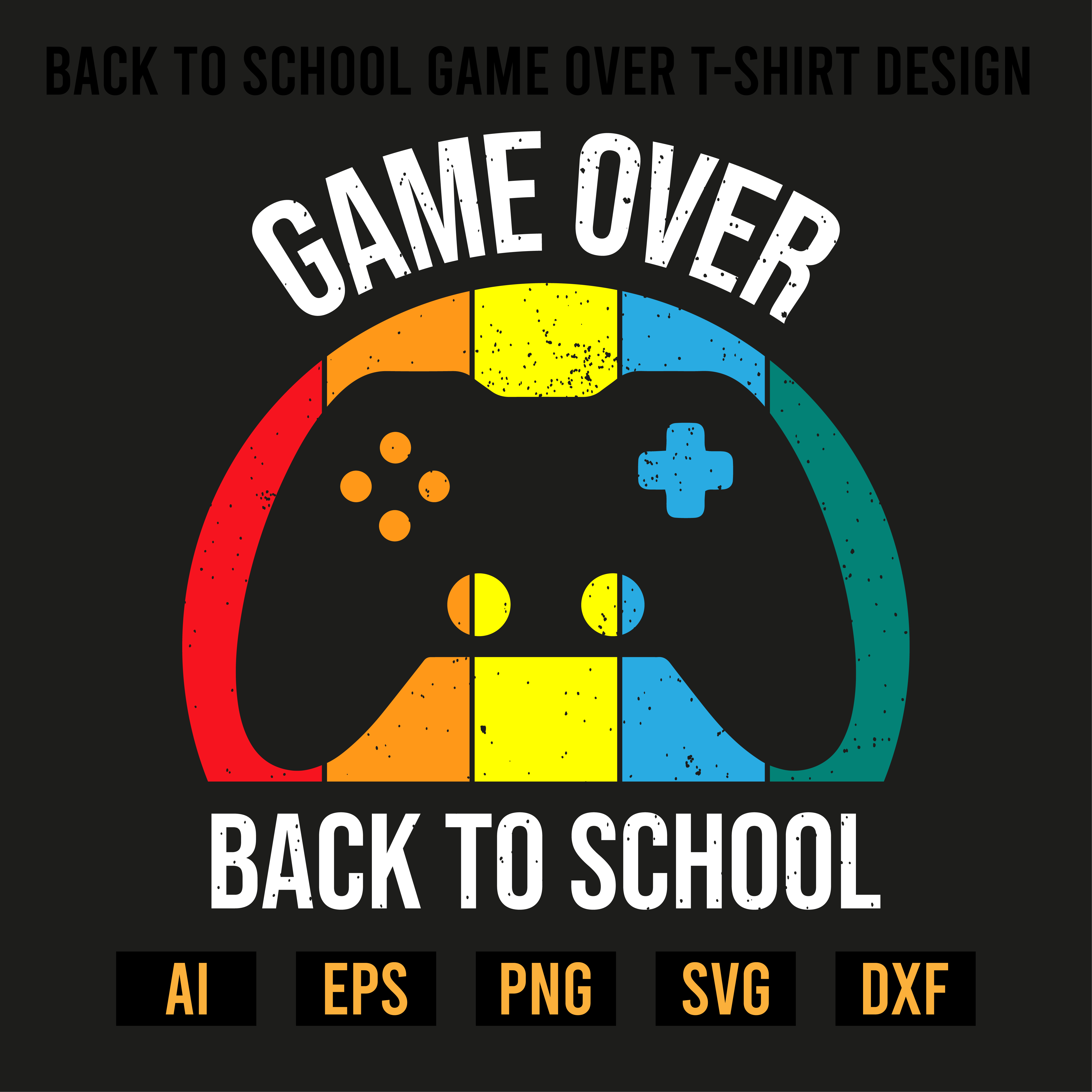 Back to School Game Over T-Shirt Design preview image.