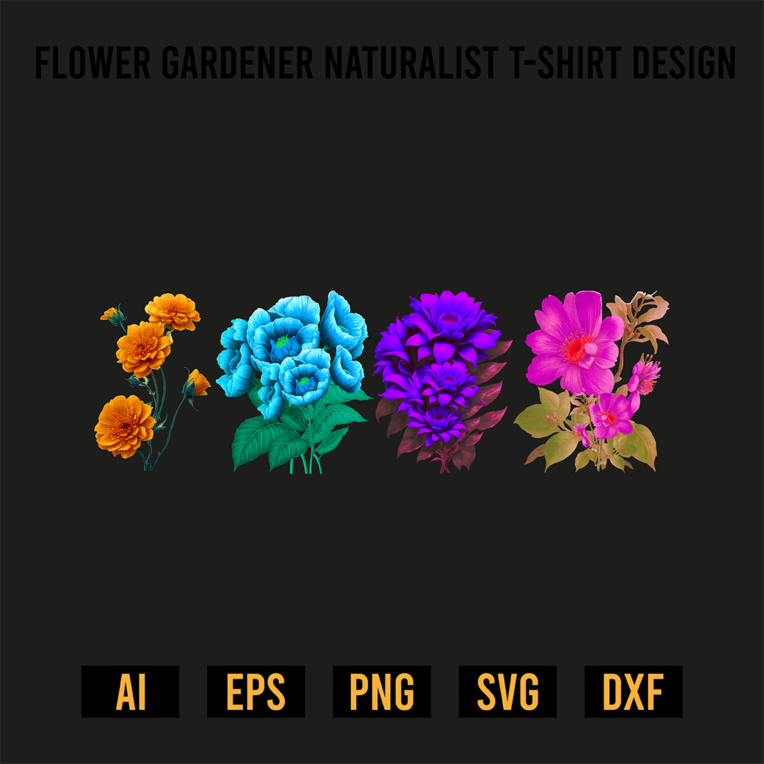 Flower Gardener Naturalist T-Shirt Design preview image.