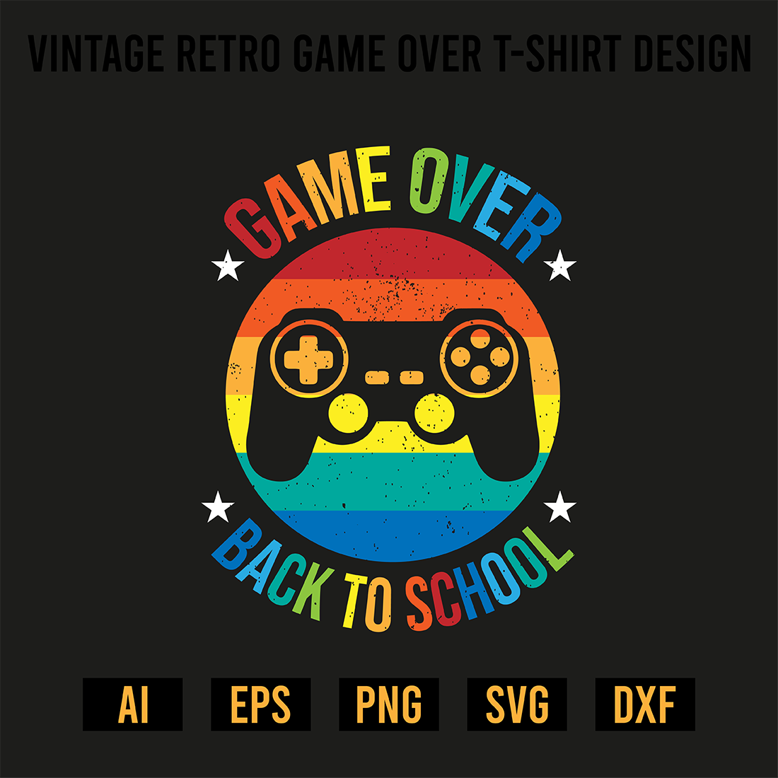 Vintage Retro Game Over T-Shirt Design preview image.