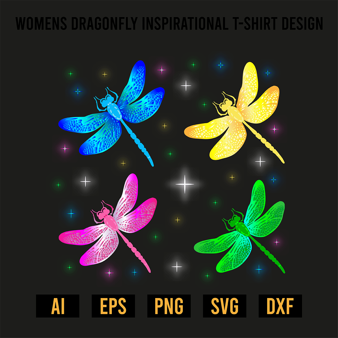 Women's Dragonfly Inspirational T-Shirt Design preview image.