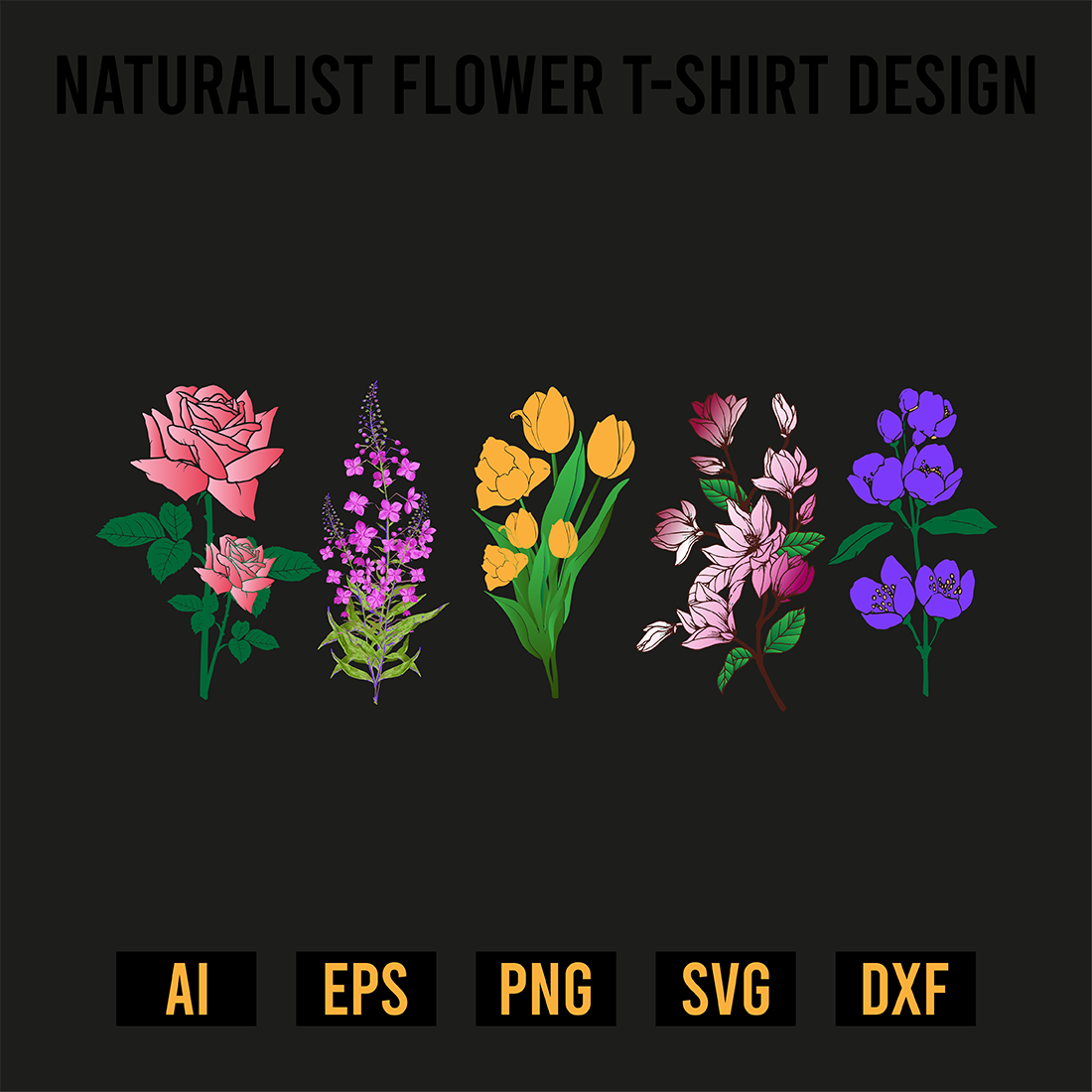 Naturalist Flower T-Shirt Design preview image.