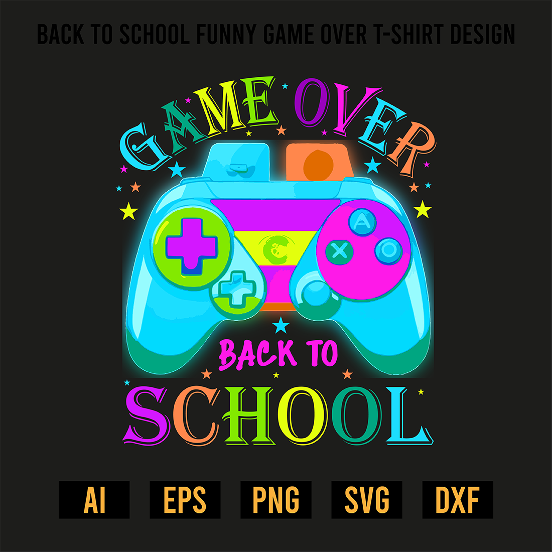 Back to School Funny Game Over T-Shirt Design preview image.