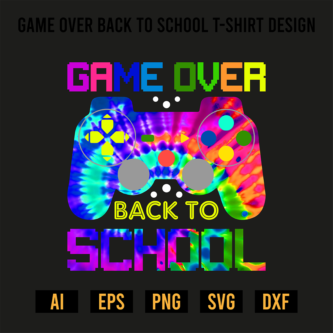 Game Over Back To School T-Shirt Design preview image.