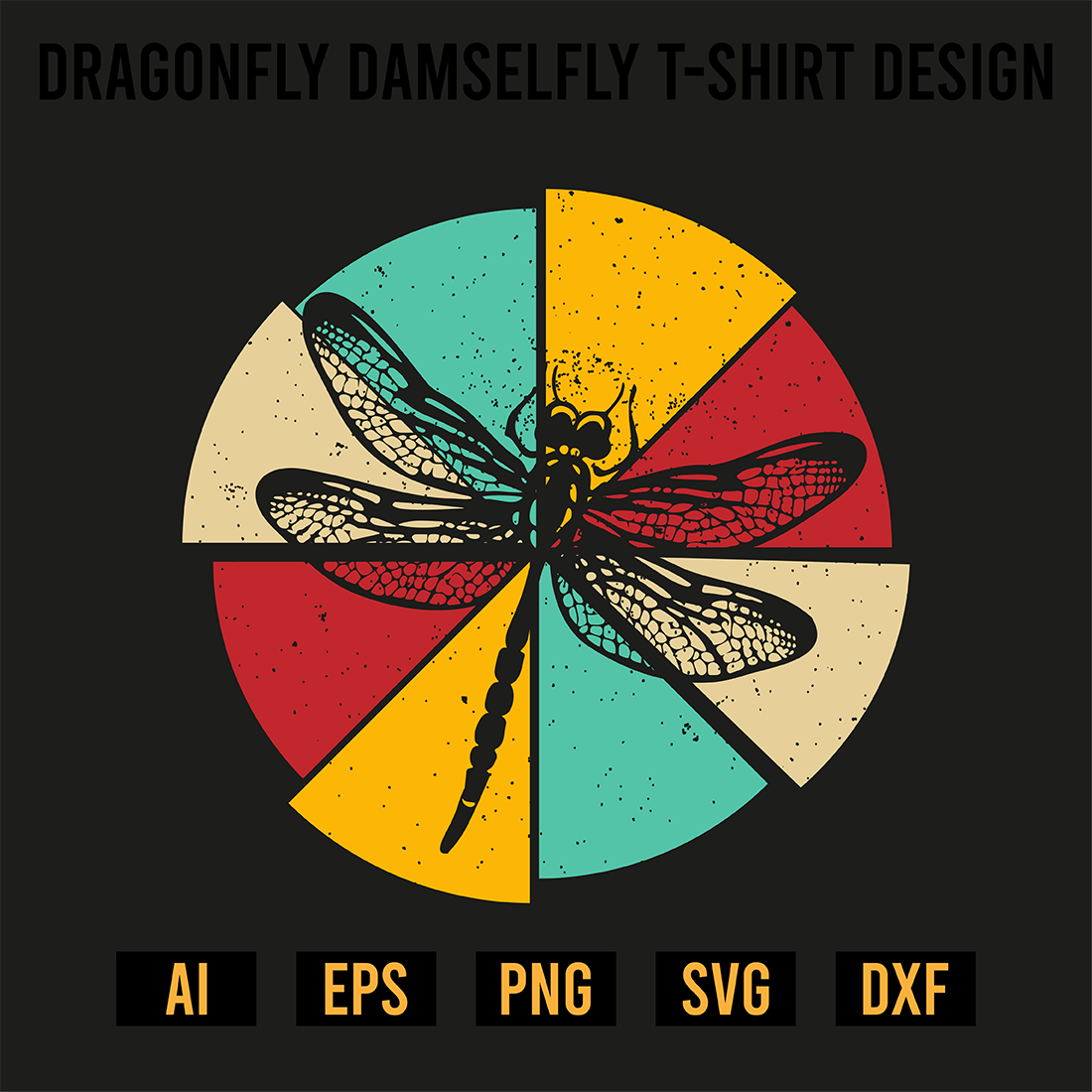 Dragonfly Damselfly T-Shirt Design preview image.