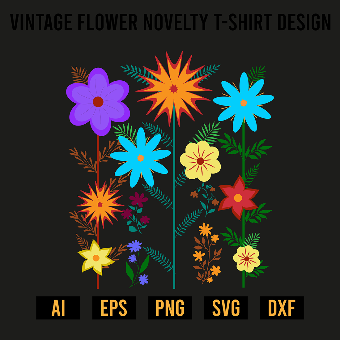 Vintage Flower Novelty T-Shirt Design