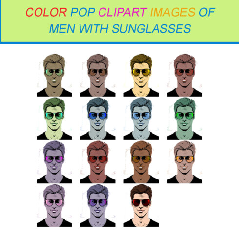 15 COLOR POP CLIPART IMAGES OF MEN WITH SUNGLASSES cover image.