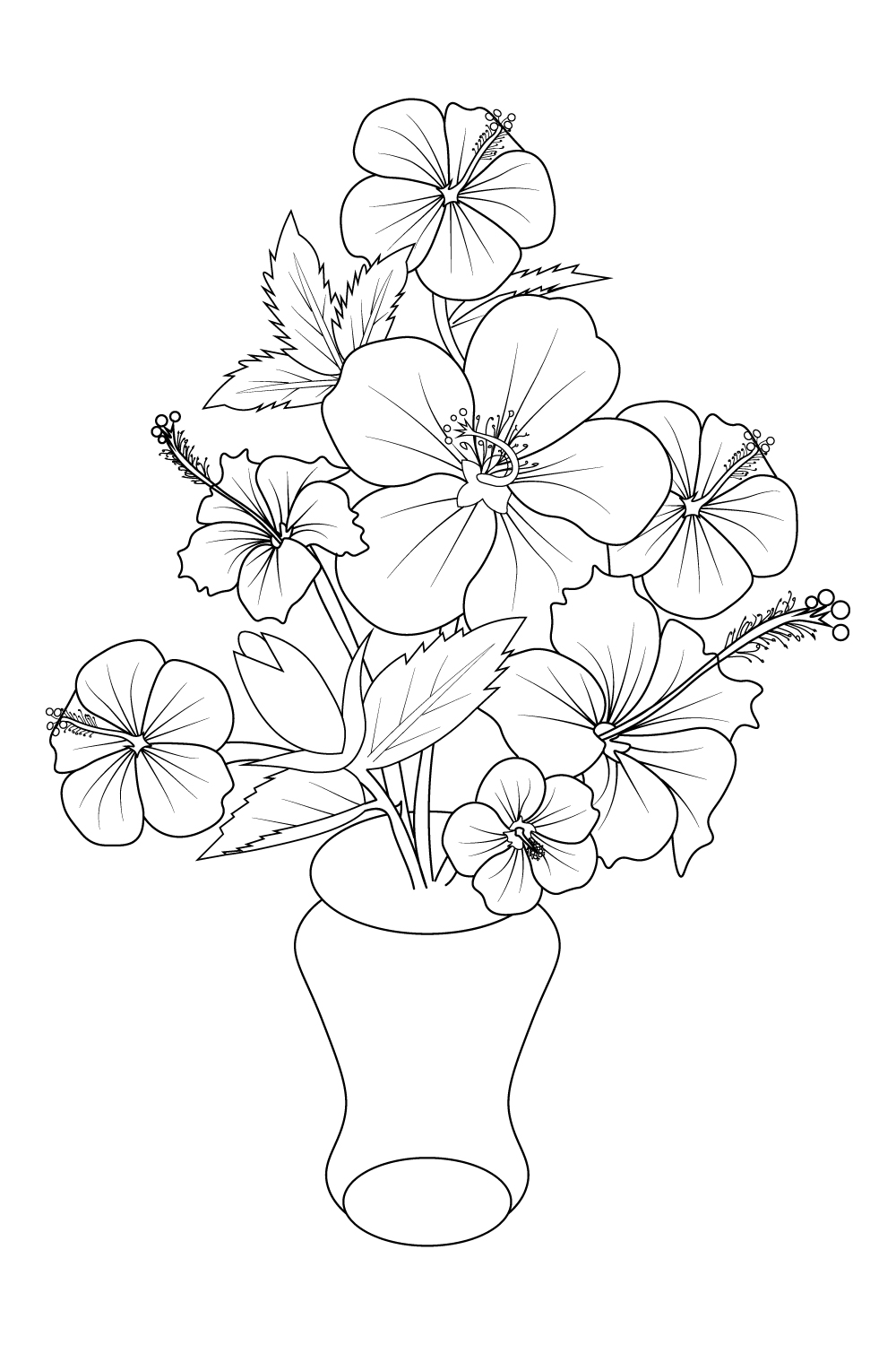 Hibiscus flower coloring pages china rose flower drawing, Realistic hibiscus flower coloring pages pinterest preview image.