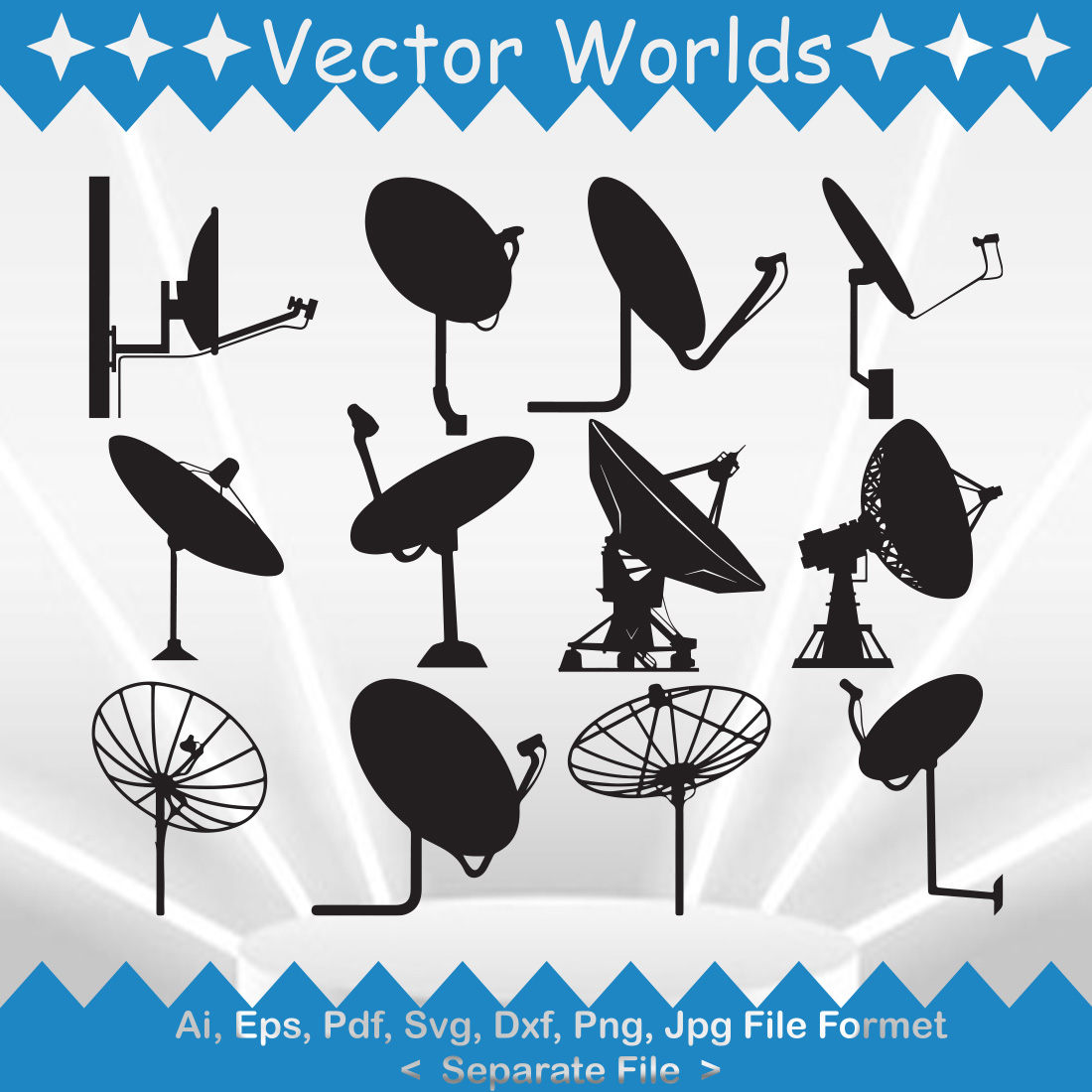 Satellite Dishes SVG Vector Design cover image.