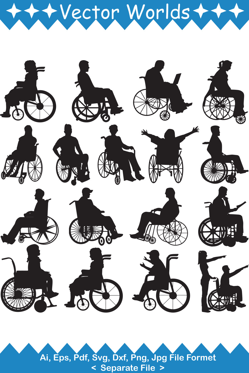 Wheel Chair SVG Vector Design pinterest preview image.