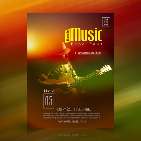 Music Festival Poster Design PSD Template cover image.